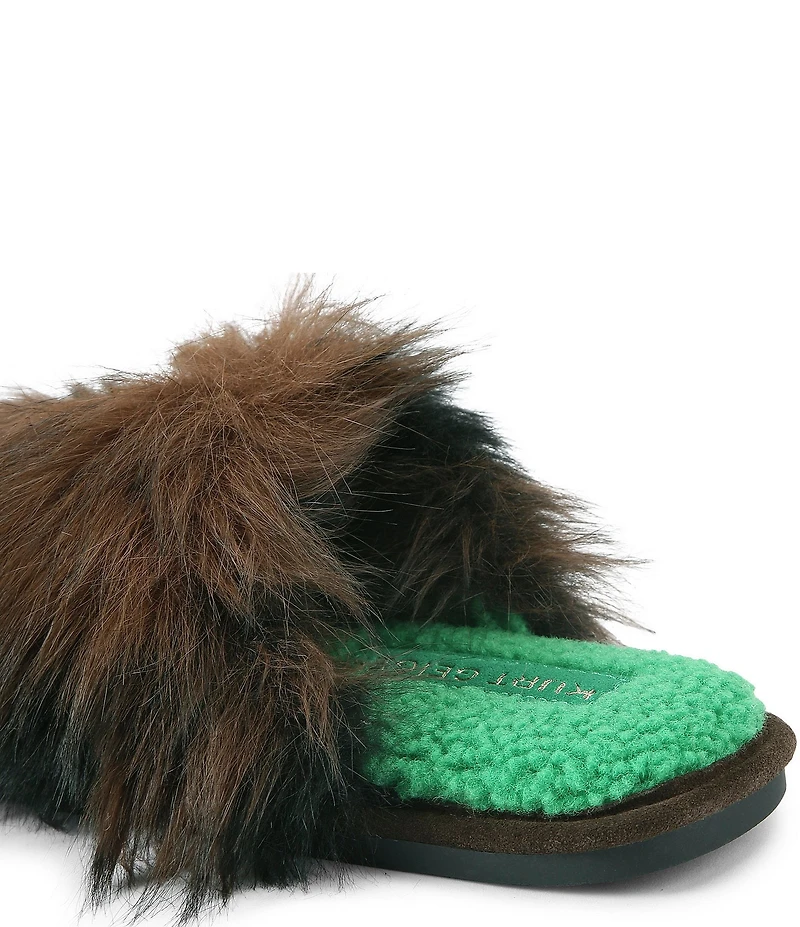 Kurt Geiger London Kensington Faux Fur Logo Ornament Slippers