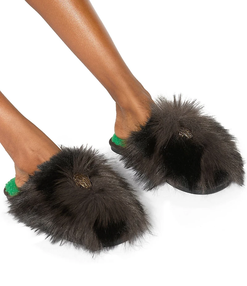 Kurt Geiger London Kensington Faux Fur Logo Ornament Slippers