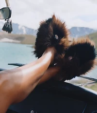 Kurt Geiger London Kensington Faux Fur Logo Ornament Slippers