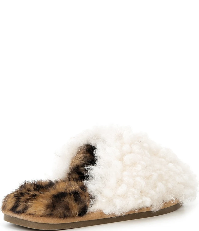 Kurt Geiger London Kensington Faux Shearling Leopard Footbed Logo Ornament Slippers