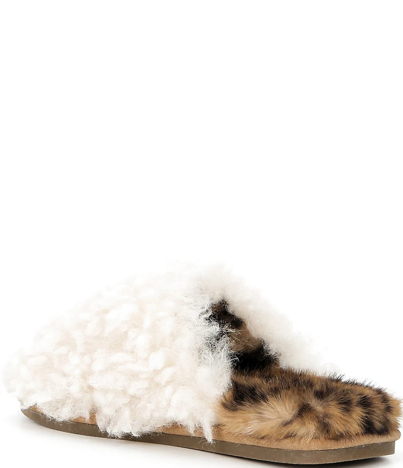 Kurt Geiger London Kensington Faux Shearling Leopard Footbed Logo Ornament Slippers