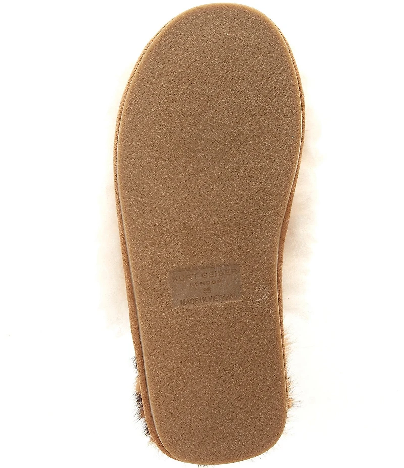 Kurt Geiger London Kensington Faux Shearling Leopard Footbed Logo Ornament Slippers