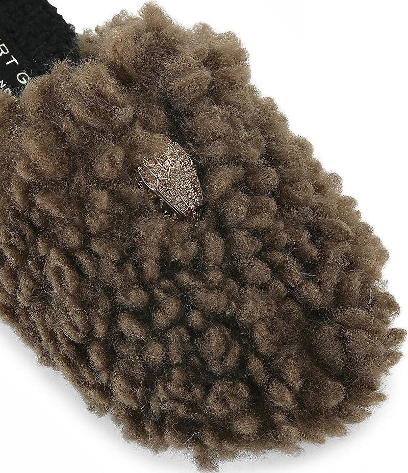 Kurt Geiger London Kensington Faux Shearling Logo Ornament Slippers