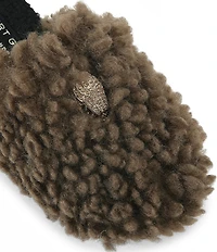 Kurt Geiger London Kensington Faux Shearling Logo Ornament Slippers