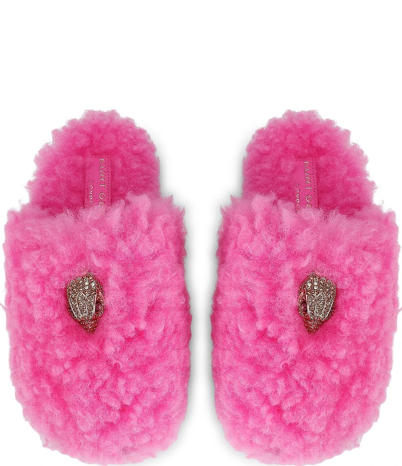 Kurt Geiger London Kensington Faux Shearling Logo Ornament Slippers