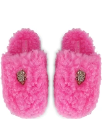 Kurt Geiger London Kensington Faux Shearling Logo Ornament Slippers