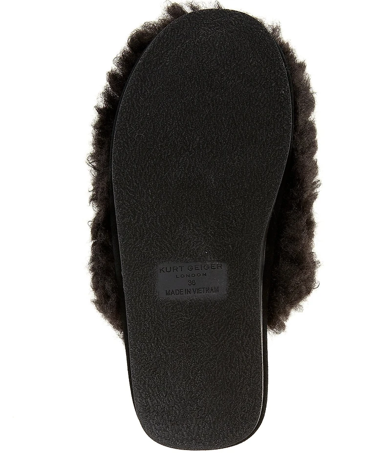 Kurt Geiger London Kensington Faux Shearling Logo Ornament Slippers