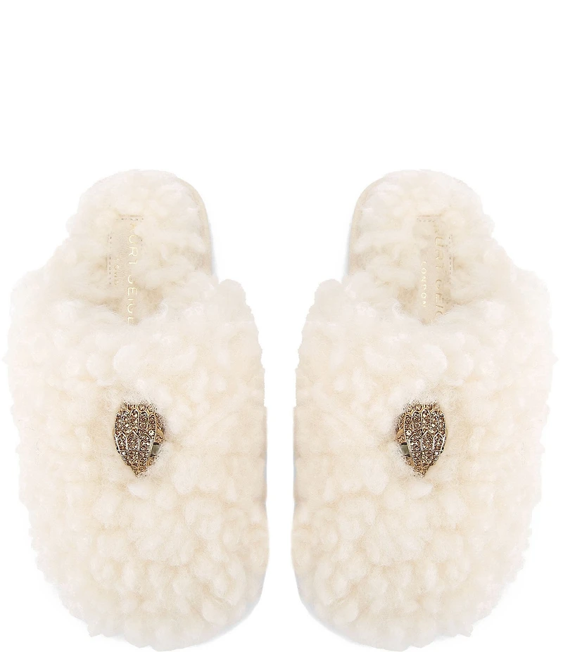 Kurt Geiger London Kensington Faux Shearling Logo Ornament Slippers