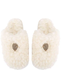 Kurt Geiger London Kensington Faux Shearling Logo Ornament Slippers