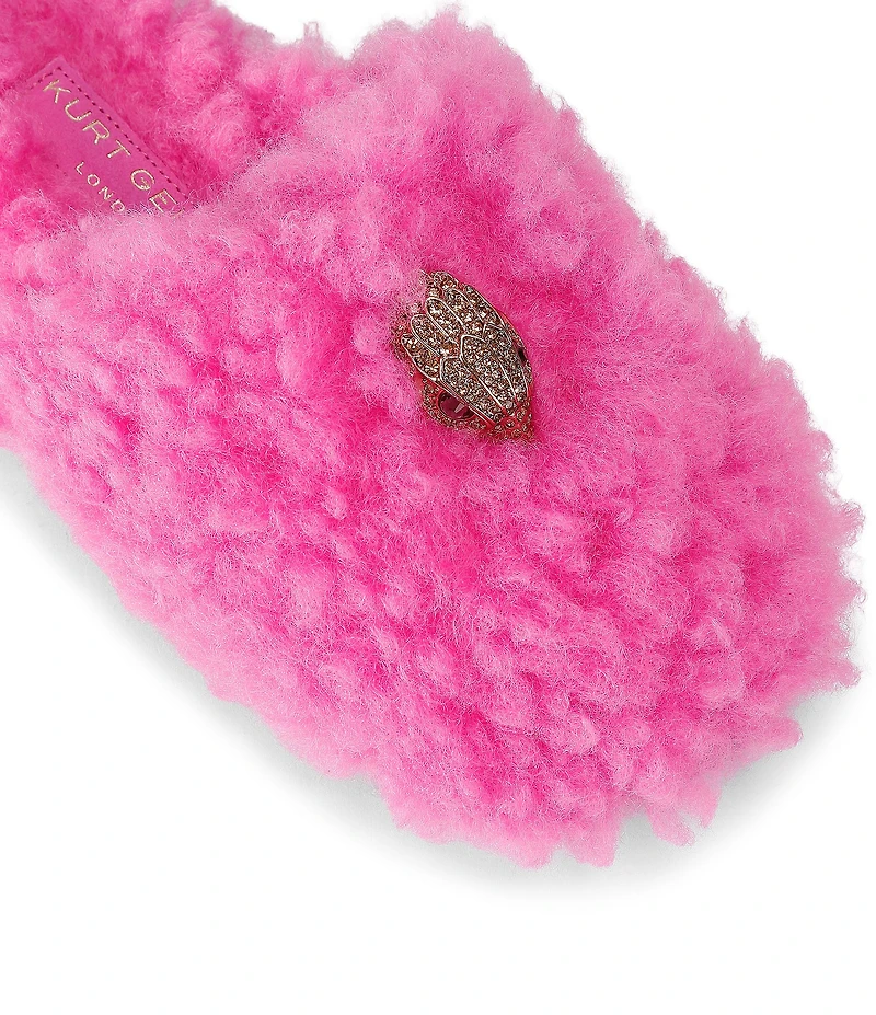Kurt Geiger London Kensington Faux Shearling Logo Ornament Slippers