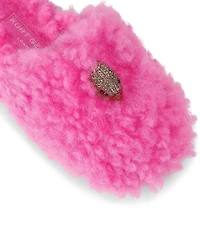 Kurt Geiger London Kensington Faux Shearling Logo Ornament Slippers