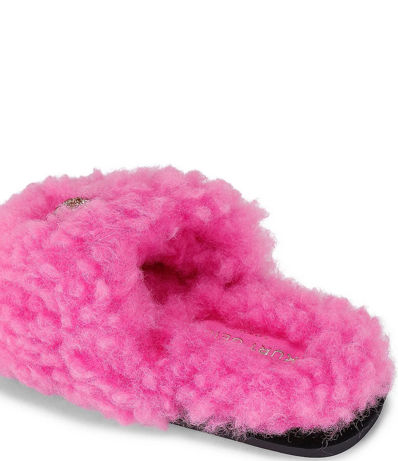 Kurt Geiger London Kensington Faux Shearling Logo Ornament Slippers