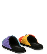 Kurt Geiger London Kensington Faux Shearling Rainbow Logo Ornament Slippers