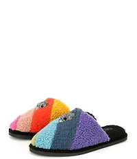 Kurt Geiger London Kensington Faux Shearling Rainbow Logo Ornament Slippers