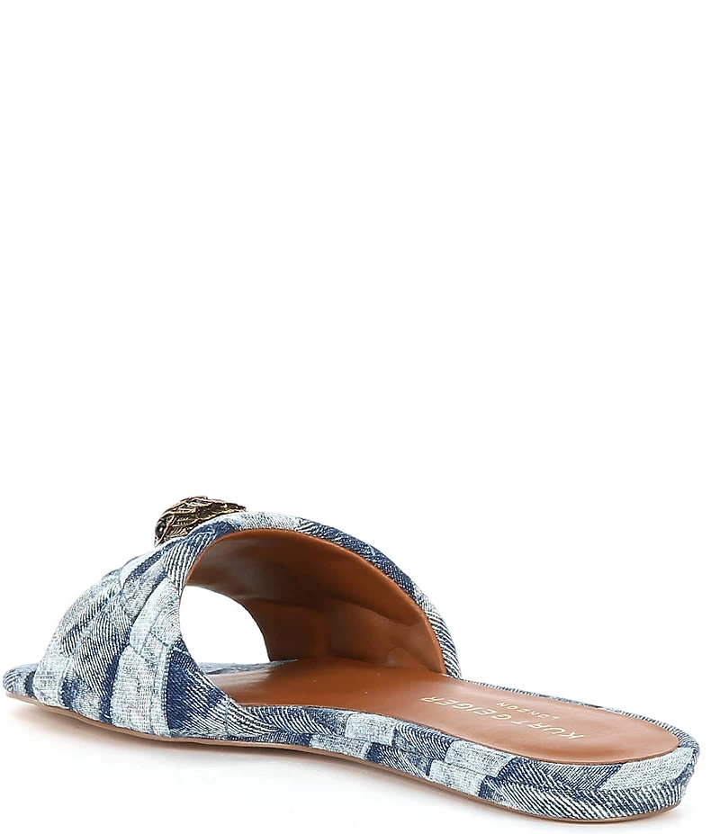 Kurt Geiger London Kensington Denim Patchwork Logo Ornament Slide Sandals