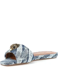 Kurt Geiger London Kensington Denim Patchwork Logo Ornament Slide Sandals