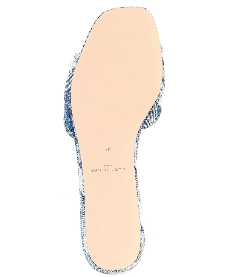 Kurt Geiger London Kensington Denim Patchwork Logo Ornament Slide Sandals