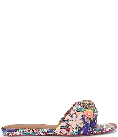 Kurt Geiger London Kensington Floral Ornament Flat Slide Sandals