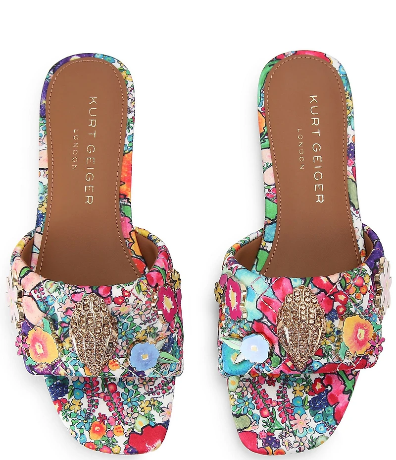 Kurt Geiger London Kensington Floral Ornament Flat Slide Sandals