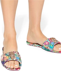 Kurt Geiger London Kensington Floral Ornament Flat Slide Sandals