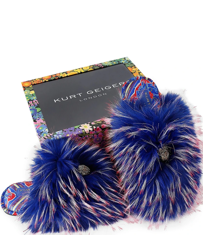 Kurt Geiger London Kensington Furry Eagle Logo Ornament Slippers