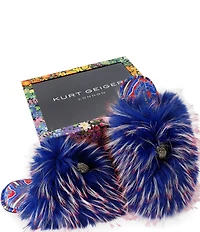 Kurt Geiger London Kensington Furry Eagle Logo Ornament Slippers
