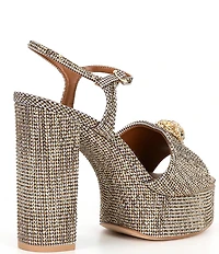 Kurt Geiger London Kensington Crystal Embellished Houndstooth Logo Ornament Platform Sandals