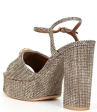 Kurt Geiger London Kensington Crystal Embellished Houndstooth Logo Ornament Platform Sandals