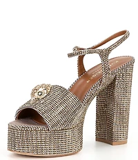 Kurt Geiger London Kensington Crystal Embellished Houndstooth Logo Ornament Platform Sandals