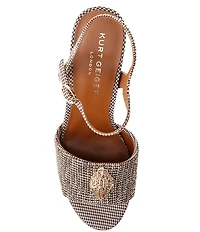 Kurt Geiger London Kensington Crystal Embellished Houndstooth Logo Ornament Platform Sandals
