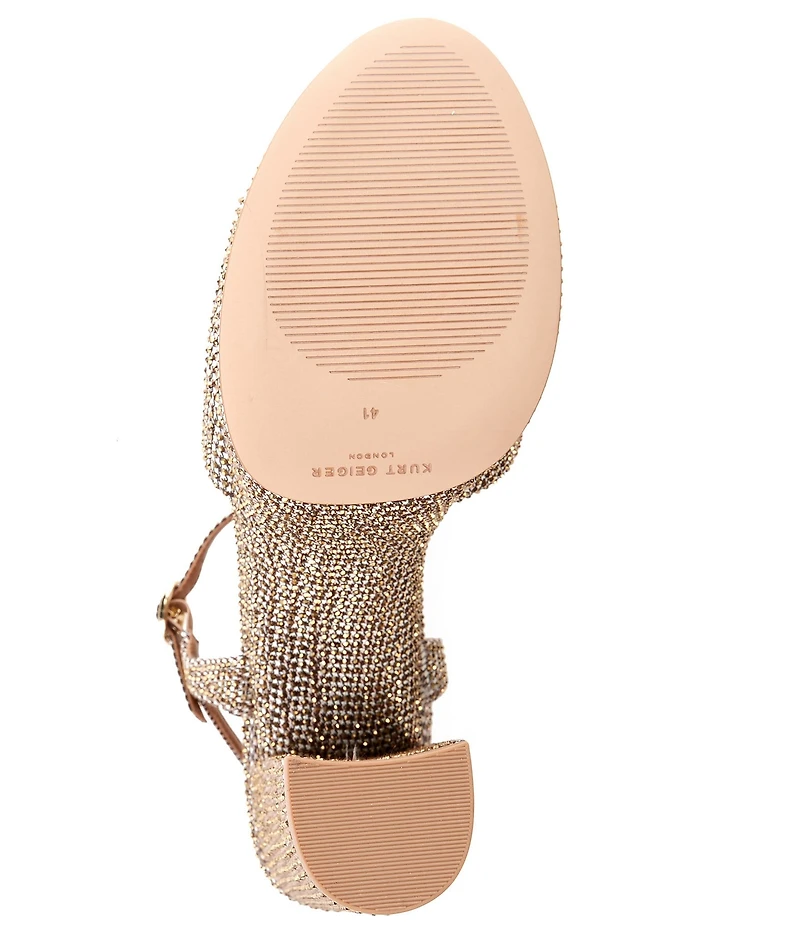 Kurt Geiger London Kensington Crystal Embellished Houndstooth Logo Ornament Platform Sandals