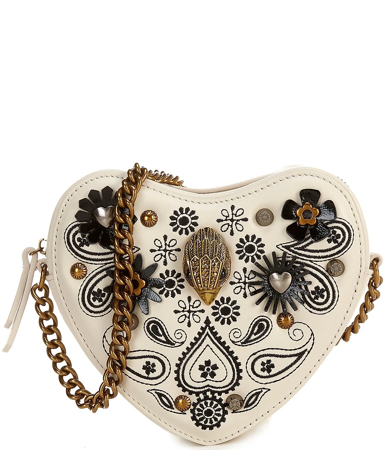 Kurt Geiger London Kensington Floral Applique Studded Heart Crossbody Bag