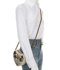 Kurt Geiger London Kensington Floral Applique Studded Heart Crossbody Bag
