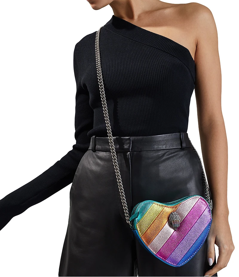 Kurt Geiger London Kensington Metallic Rainbow Heart Crossbody Bag