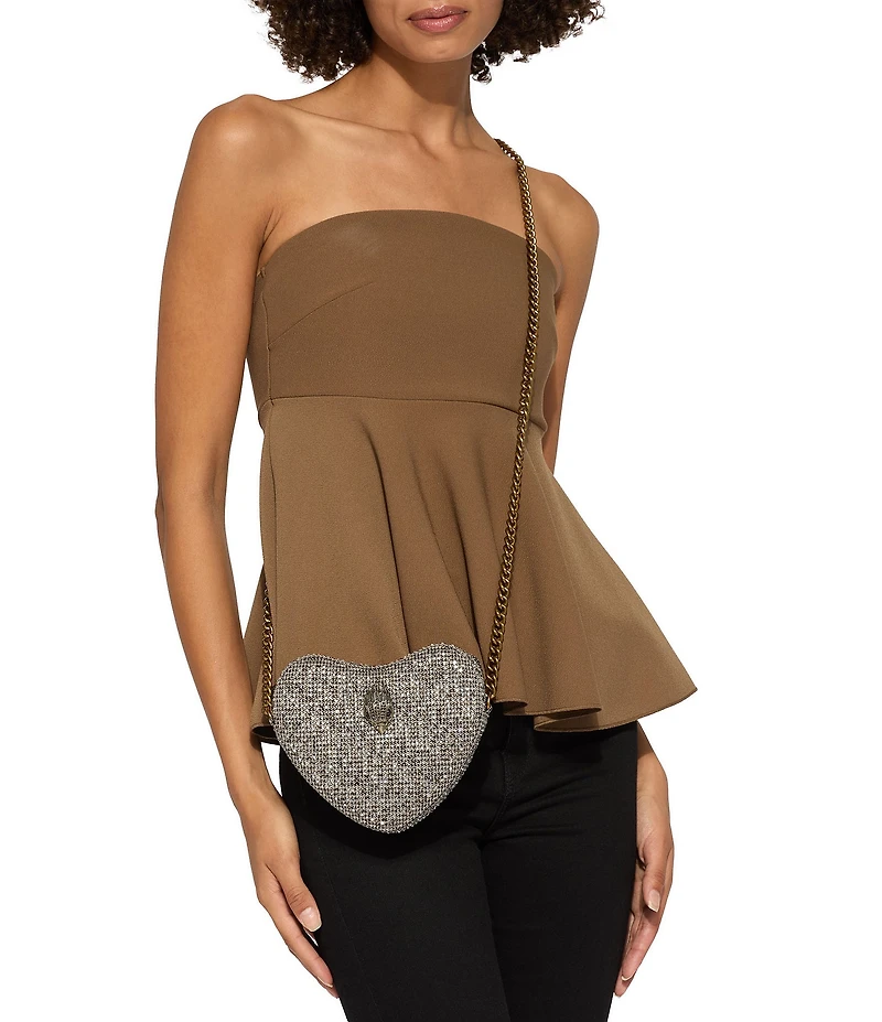 Kurt Geiger London Kensington Heart Crystal Houndstooth Crossbody Bag