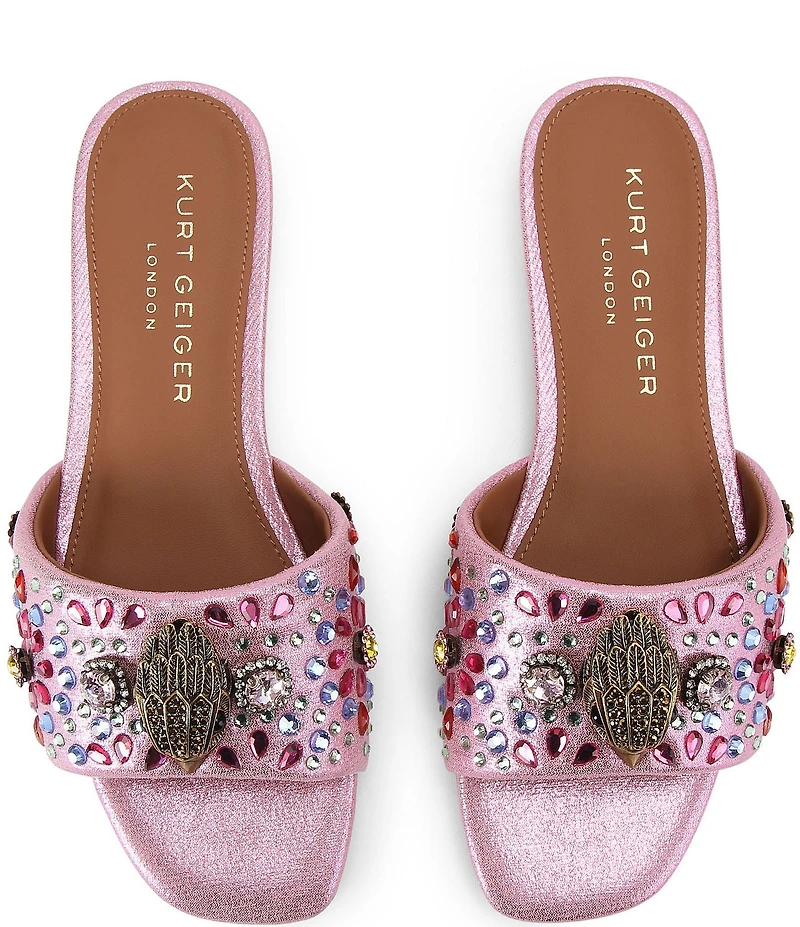 Kurt Geiger London Kensington Jewel Embellished Logo Slide Sandals