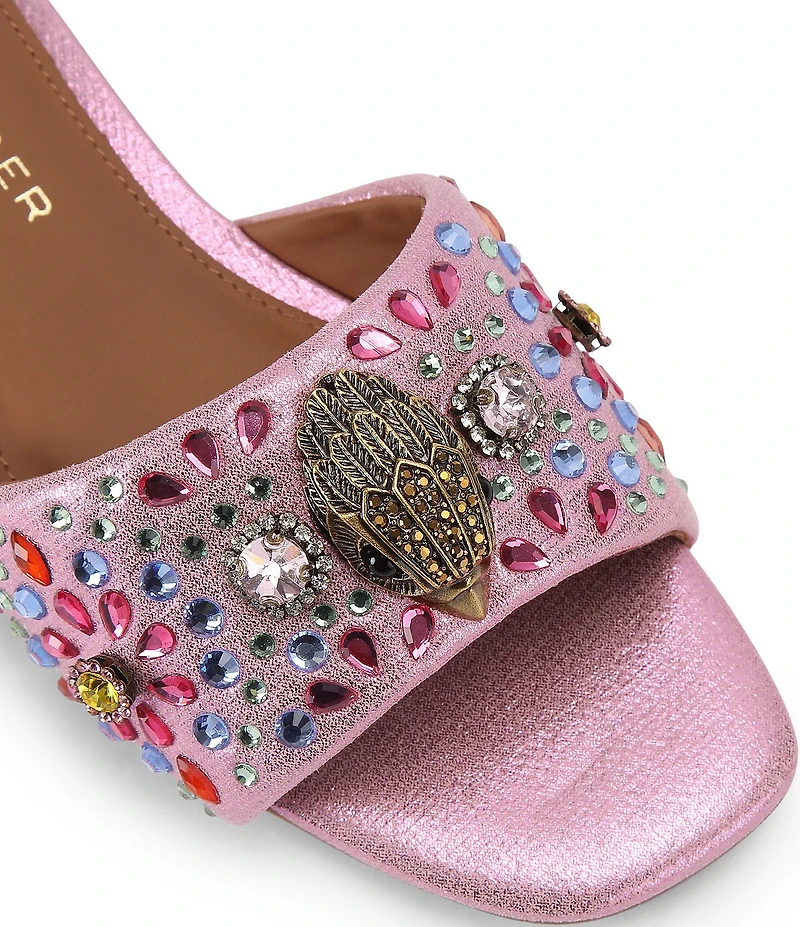 Kurt Geiger London Kensington Jewel Embellished Logo Slide Sandals