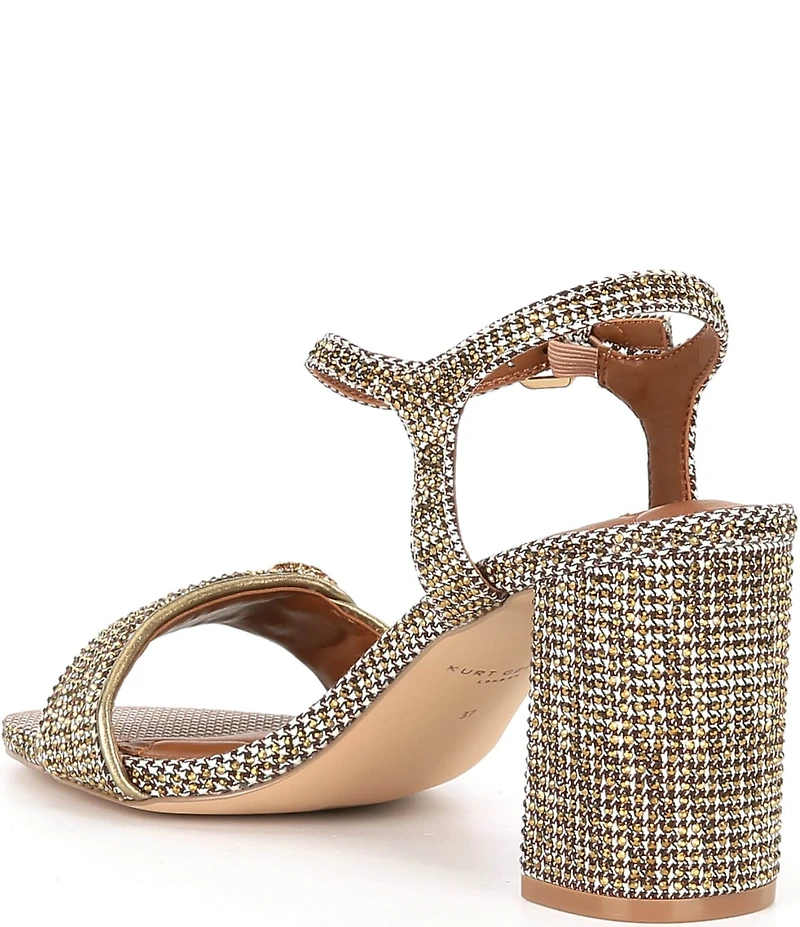 Kurt Geiger London Kensington Langley Crystal Embellished Houndstooth Logo Ornament Dress Sandals