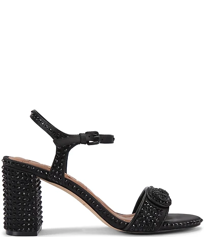 Kurt Geiger London Kensington Langley Crystal Embellished Houndstooth Logo Ornament Dress Sandals