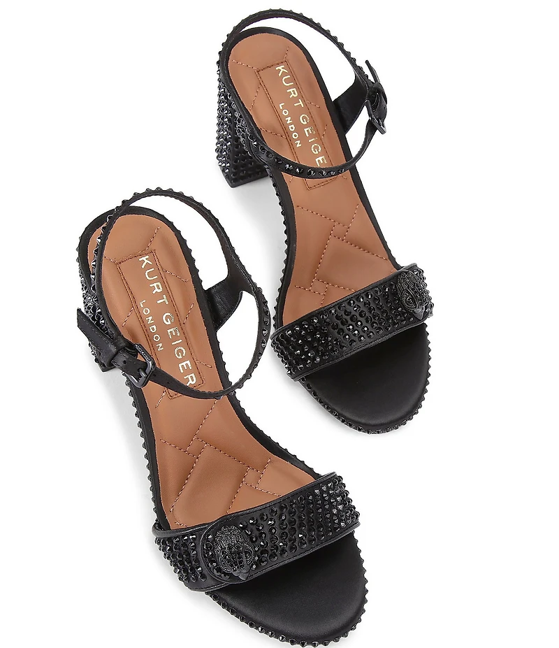 Kurt Geiger London Kensington Langley Crystal Embellished Houndstooth Logo Ornament Dress Sandals