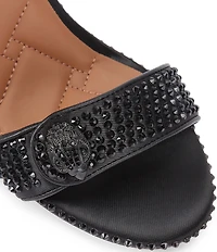Kurt Geiger London Kensington Langley Crystal Embellished Houndstooth Logo Ornament Dress Sandals