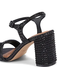 Kurt Geiger London Kensington Langley Crystal Embellished Houndstooth Logo Ornament Dress Sandals
