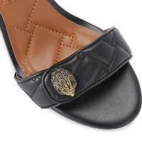 Kurt Geiger London Kensington Langley Quilted Leather Logo Ornament Block Heel Dress Sandals