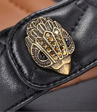 Kurt Geiger London Kensington Langley Quilted Leather Logo Ornament Block Heel Dress Sandals