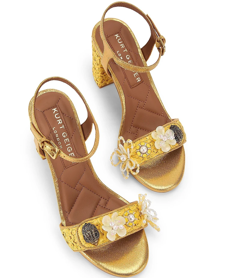Kurt Geiger London Kensington Langley Raffia Logo Dress Sandals