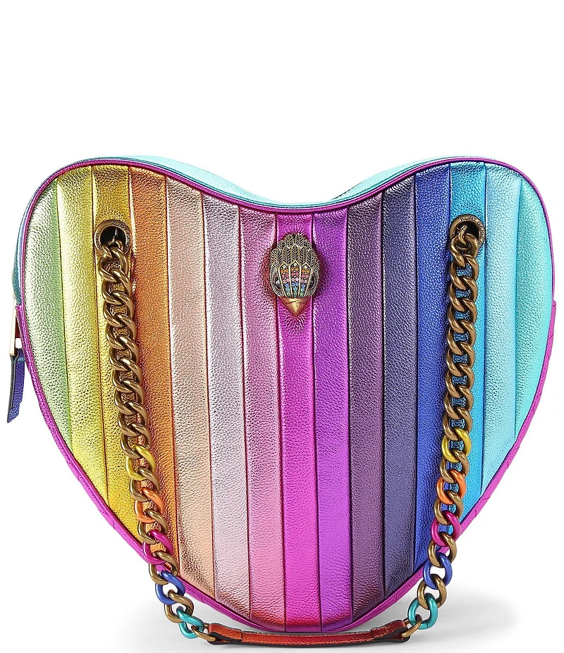 Kurt Geiger London Kensington Large Metallic Rainbow Heart Convertible Crossbody Bag
