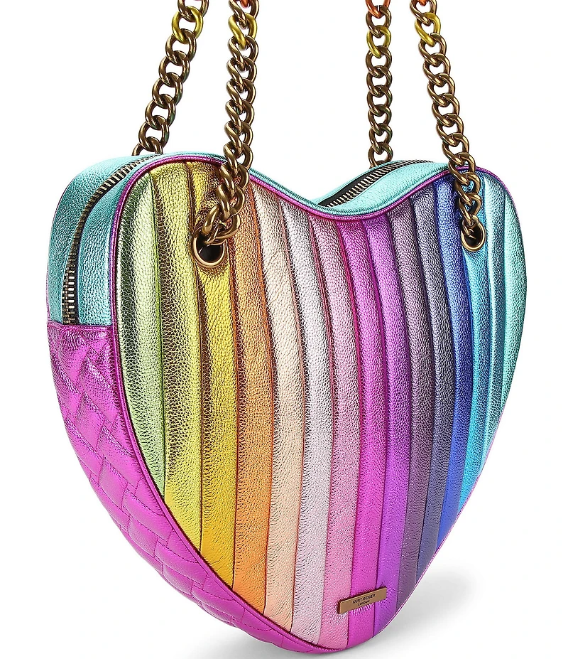 Kurt Geiger London Kensington Large Metallic Rainbow Heart Convertible Crossbody Bag