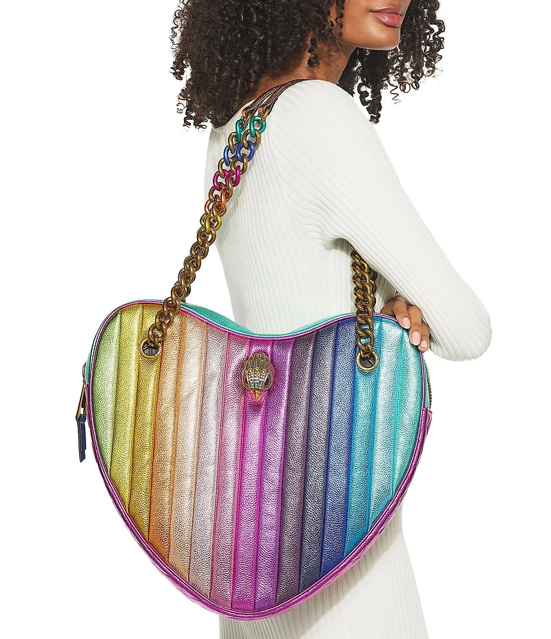 Kurt Geiger London Kensington Large Metallic Rainbow Heart Convertible Crossbody Bag