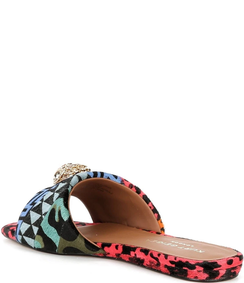 Kurt Geiger London Kensington Animal Print Logo Ornament Slide Sandals