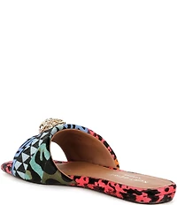 Kurt Geiger London Kensington Animal Print Logo Ornament Slide Sandals